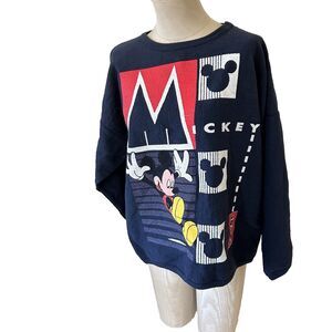VINTAGE Mickey Unlimited Mouse Shirt Long Sleeve Blue Waffle Knit Thermal Large